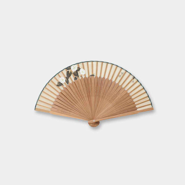 [手扇]沃門的絲綢扇白晨榮耀綻放|京都摺疊風扇