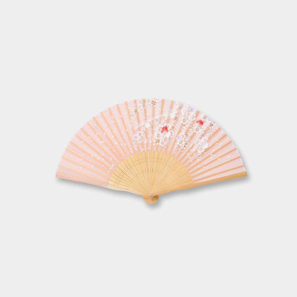 [แฟนมือ] แฟนผ้าไหม Sakura Fubuki Pink | Kyoto Folding Fans | Ohnishi Tsune Shoten