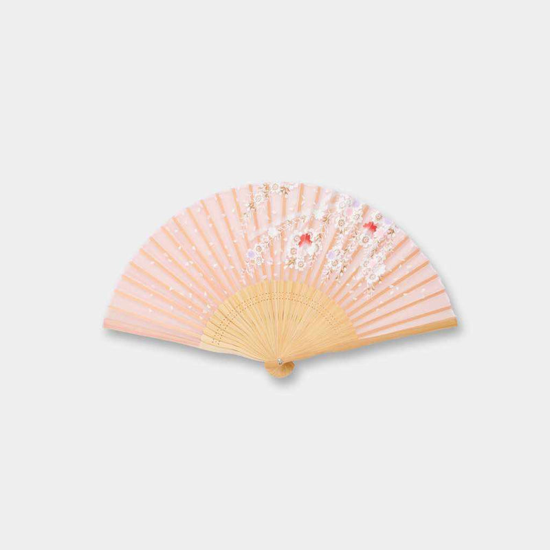 [手扇]沃門的絲綢扇櫻花福木粉紅|京都摺疊風扇