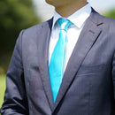 [TIE] AQUA BLUE MIYAVI 33 MOMME SILK SATIN | GUNNAI TEXTILES| FUJI SAKURA