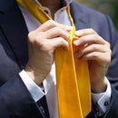 [TIE] TURMERIC MIYAVI 33 MOMME SILK SATIN | GUNNAI TEXTILES| FUJI SAKURA