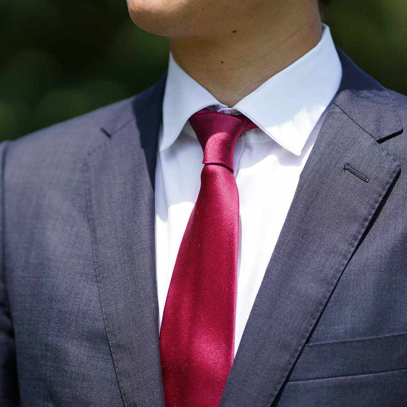 [領帶]領帶紫色紅色宮維 33 媽媽絲綢缎子|岡奈紡織