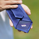 [TIE] NAVY MIYAVI 33 MOMME SILK SATIN | GUNNAI TEXTILES| FUJI SAKURA