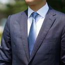 [Tie] Light Indigo Miyavi 33 Momme Silk Satin | สิ่งทอ gunnai | ฟูจิซากุระ