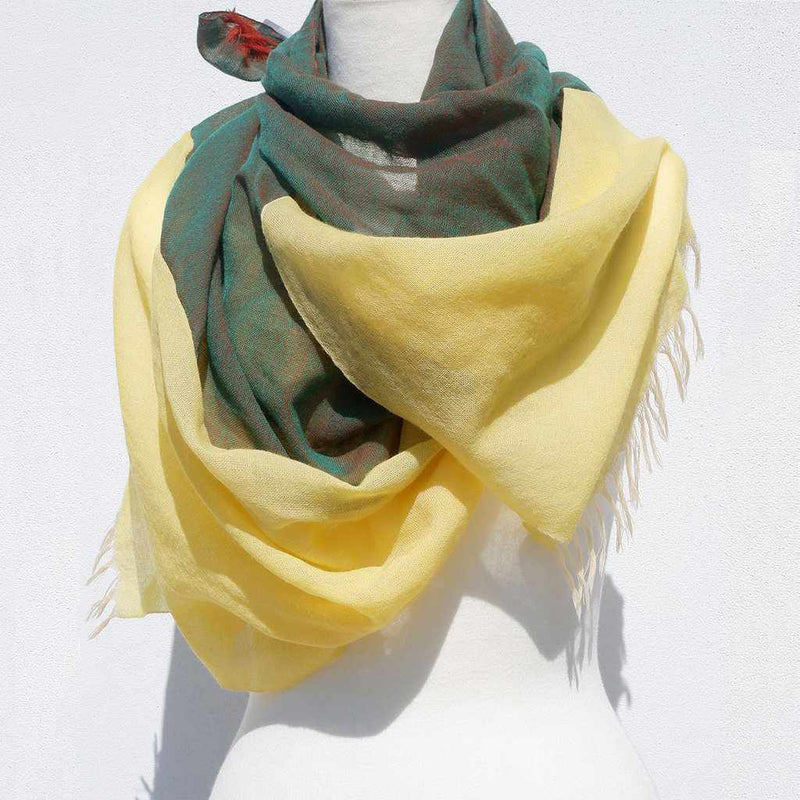 [Scarf] Stall Kasane Jorohana (สีเหลือง×สีเขียวสีเขียว) | สิ่งทอ gunnai | ฟูจิซากุระ