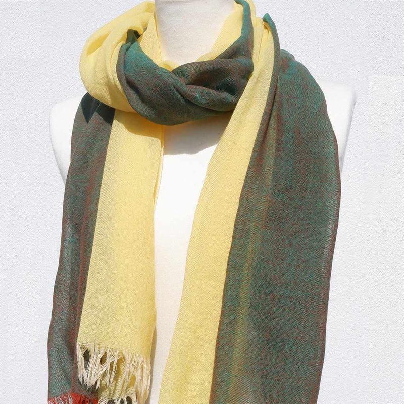 [SCARF] STALL KASANE JOROHANA (YELLOW × IRIDESCENT GREEN) | GUNNAI TEXTILES| FUJI SAKURA