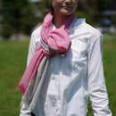 [SCARF] STALL KASANE YUKINOSHITA (SILVER × GRAYISH PINK) | GUNNAI TEXTILES| FUJI SAKURA