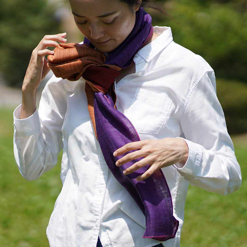 [SCARF] STALL YASURAGI ERIMAKI (PINK × PURPLE × ORANGE × RED) | GUNNAI TEXTILES| FUJI SAKURA