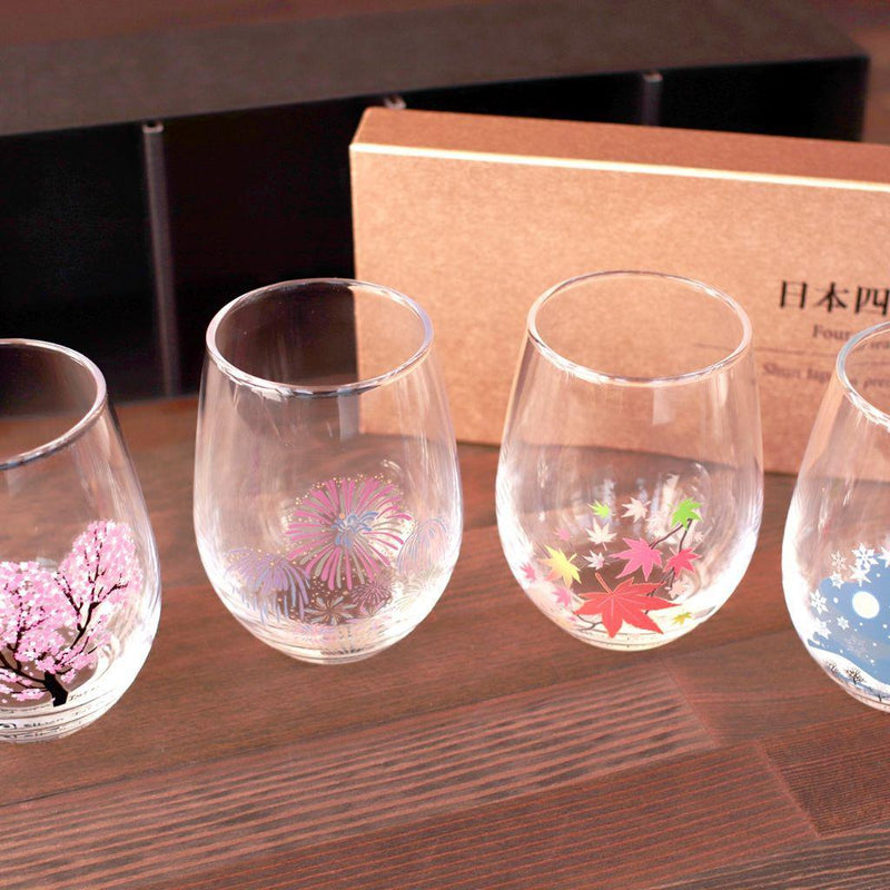 【美濃燒】旬 SHUN JAPAN 圓弧杯 日本四季冷感變色杯4件