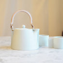 3-PIECE MINO WARE JAPANESE TEA SET - TEA POT & TEACUPS (VOYAGE BLANC NEIGE) | YAMATSU