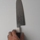 [KITCHEN (CHEF) KNIFE]  POWDERED HSS SG2 DAMASCUS JAPANESE SANTOKU KNIFE STRIPED EBONY OCTAGONAL ARTIFICIAL MARBLE BOLSTER 180  | SAKAI FORGED BLADES