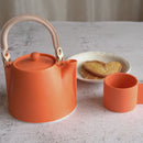 3-PIECE MINO WARE JAPANESE TEA SET - TEA POT & TEACUPS (VOYAGE ORENGE ROUSSI) | YAMATSU