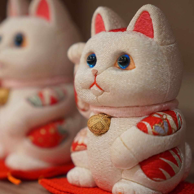 [招手（幸運的）貓] Maneki Neko風水（白色）無辜放鬆| edo藝術娃娃