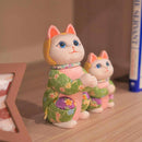 [BECKONING (LUCKY) CAT] MANEKI NEKO, WISH TO THE STAR (CREPE MULTICOLOR) | EDO ART DOLLS | KAKINUMA DOLLS