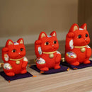 [BECKONING (럭키) 고양이] Maneki Neko, Feng Shui (빨간색) 생명력 ​​없음 질병 없음 | 에도 아트 인형