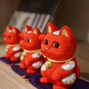 [BECKONING (럭키) 고양이] Maneki Neko, Feng Shui (빨간색) 생명력 ​​없음 질병 없음 | 에도 아트 인형