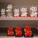 [BECKONING (럭키) 고양이] Maneki Neko, Feng Shui (빨간색) 생명력 ​​없음 질병 없음 | 에도 아트 인형