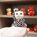 [Beckoning (Lucky) Cat] Maneki Neko, รูปแบบตาหมากรุก | Edo Art Dolls | ตุ๊กตา Kakinuma