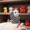 [Beckoning (Lucky) Cat] Maneki Neko, รูปแบบตาหมากรุก | Edo Art Dolls | ตุ๊กตา Kakinuma