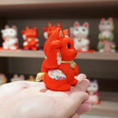 [BECKONING (럭키) 고양이] Maneki Neko, Feng Shui (빨간색) 생명력 ​​없음 질병 없음 | 에도 아트 인형