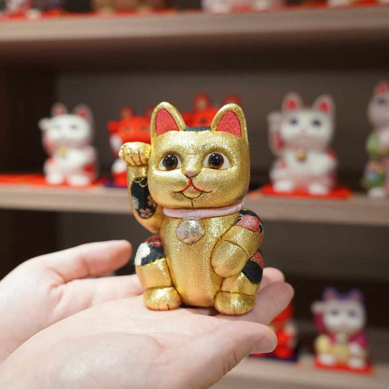 [Beckoning (Lucky) Cat] Maneki Neko, Feng Shui (Gold) Fortune | Edo Art Dolls | ตุ๊กตา Kakinuma