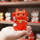 [BECKONING (럭키) 고양이] Maneki Neko, Feng Shui (빨간색) 생명력 ​​없음 질병 없음 | 에도 아트 인형