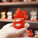 [BECKONING (럭키) 고양이] Maneki Neko, Feng Shui (빨간색) 생명력 ​​없음 질병 없음 | 에도 아트 인형