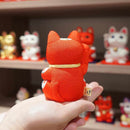 [BECKONING (럭키) 고양이] Maneki Neko, Feng Shui (빨간색) 생명력 ​​없음 질병 없음 | 에도 아트 인형