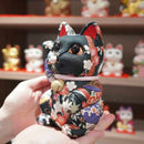 [BECKONING (LUCKY) CAT] MANEKI NEKO (EXTRA LARGE) YUZEN BLACK | EDO ART DOLLS | KAKINUMA DOLLS
