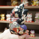 [BECKONING (LUCKY) CAT] MANEKI NEKO (EXTRA LARGE) YUZEN BLACK | EDO ART DOLLS | KAKINUMA DOLLS