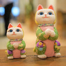 [BECKONING (LUCKY) CAT] MANEKI NEKO, WISH TO THE STAR (CREPE MULTICOLOR) | EDO ART DOLLS | KAKINUMA DOLLS