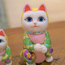 [BECKONING (LUCKY) CAT] MANEKI NEKO, WISH TO THE STAR (CREPE MULTICOLOR) | EDO ART DOLLS | KAKINUMA DOLLS