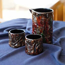 [SAKE BOTTLE & CUP SET] KOKEMUSU "MOSSY" WOODEN SAKE SET 3-PIECES | WAJIMA LACQUERWARE