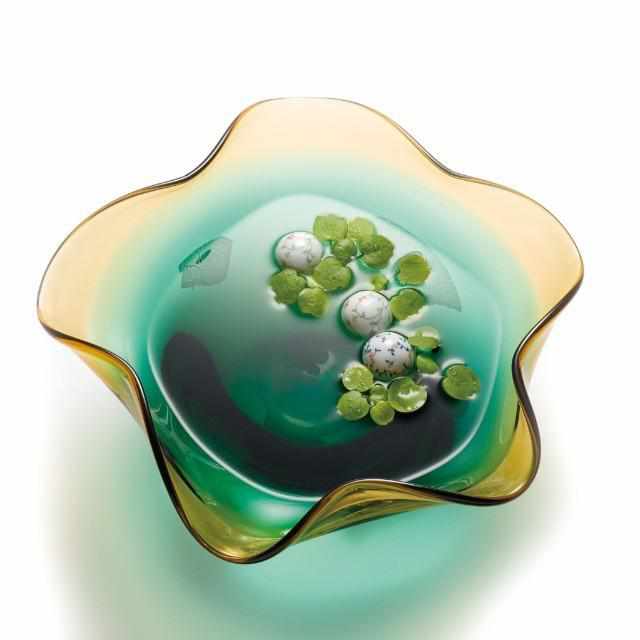 【津輕玻璃】北洋硝子 (ADERIA) 水盤・花器 (綠)