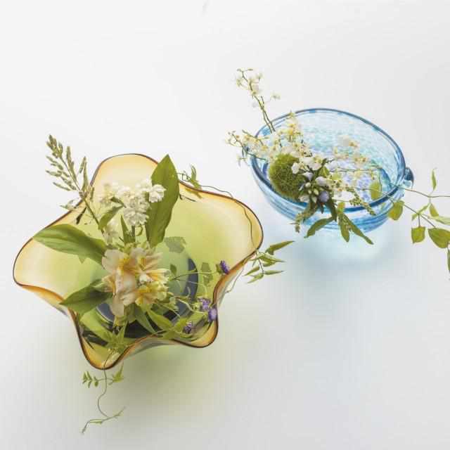 【津輕玻璃】北洋硝子 (ADERIA) 水盤・花器（花斑）