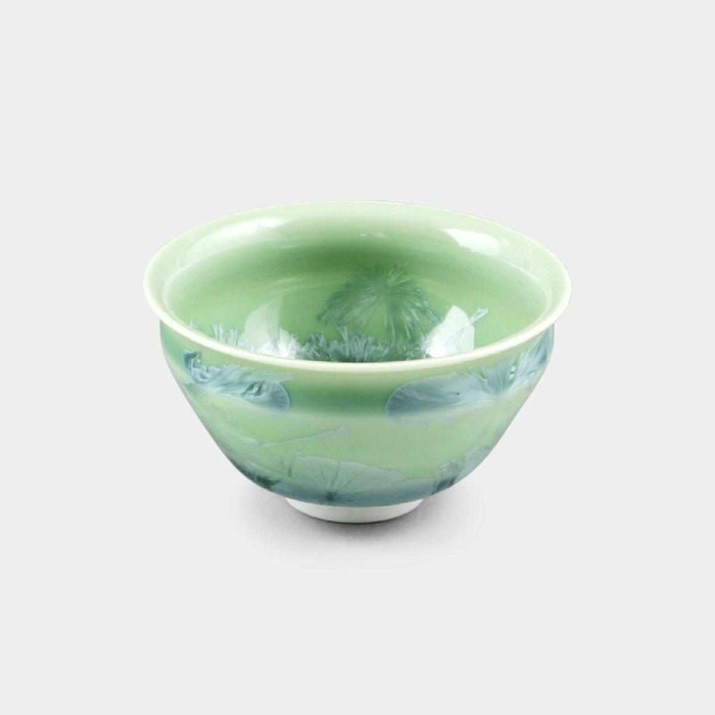 [ถ้วยสาเก] คริสตัลดอกไม้ (สีเขียว) Guinomi | เครื่องพสุริยคราฟเกียวโต-คิโยมิสึ