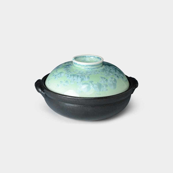 【京燒 清水燒】陶葊 花結晶 (綠) 土鍋 (瓦斯爐、IH爐適用)