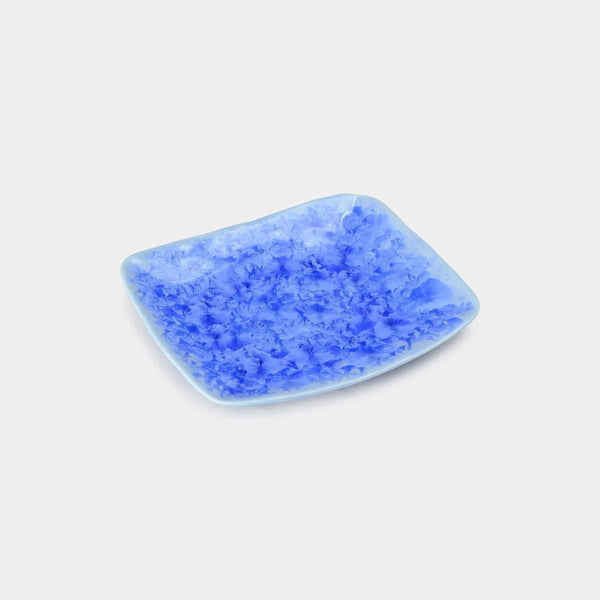 [대형 플레이트 (플래터)] 꽃 크리스탈 (파란색) 긴 플레이트 | 교토 키요 미즈 상품