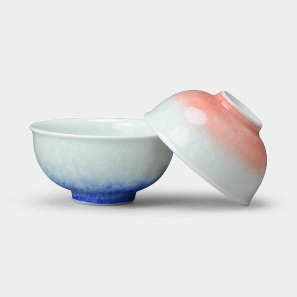 【饭碗】花水晶（白色背景蓝红）碗（2-Piece套装）|京都-清水器皿