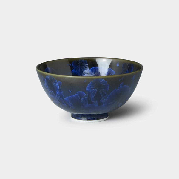 【飯碗】花水晶（藍墨）碗|京都清水瓷