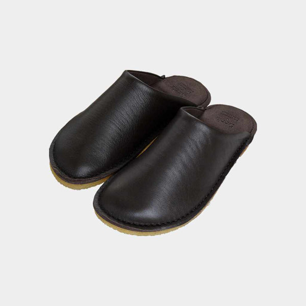 [拖鞋] Reela正版皮革光滑花園SABO（深棕色）|皮革加工