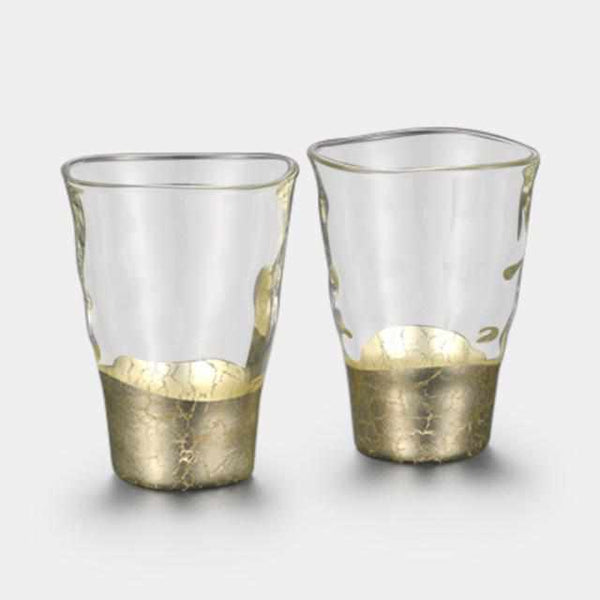 [แก้ว (ถ้วย)] การเจาะแก้วทองคำแชมเปญ (2 ชิ้น) | Hakuichi | ใบทอง Kanazawa