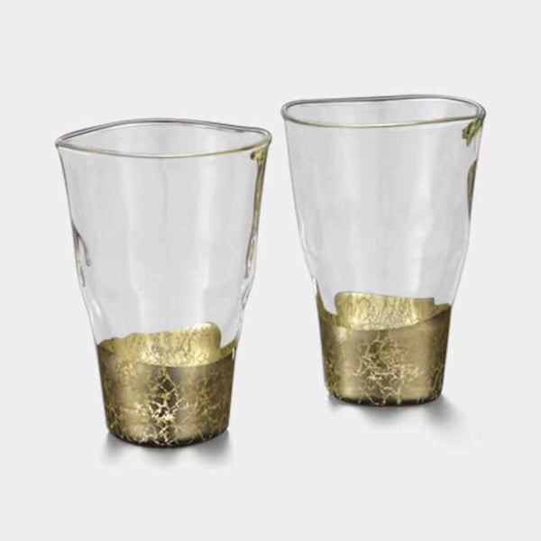 [แก้ว (ถ้วย)] การเจาะแก้วทองคำแชมเปญ (2 ชิ้น) | Hakuichi | ใบทอง Kanazawa
