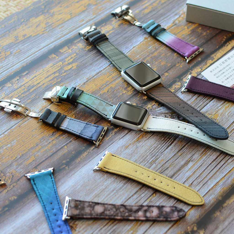 [蘋果手錶錶帶]變色龍錶帶，用於蘋果手錶44（42）mm（底部6點鐘方向）N |京都Yuzen染色