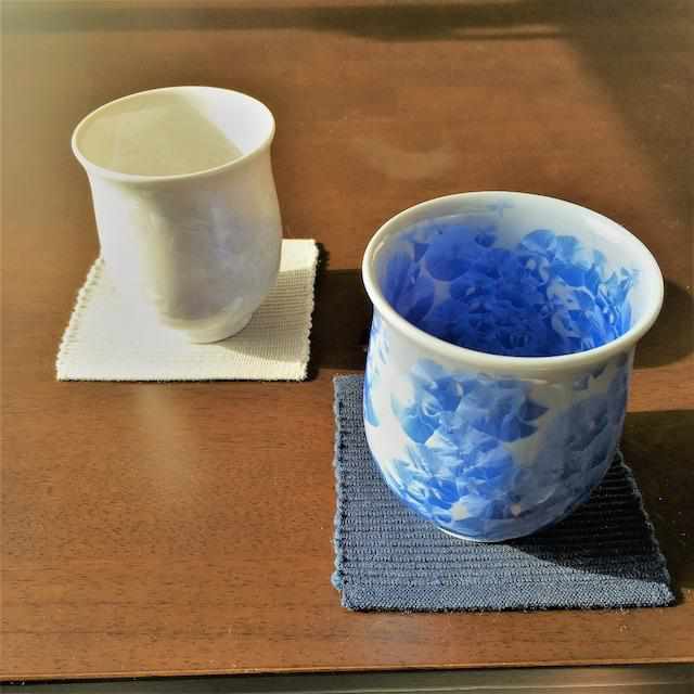 [JAPANESE TEA CUP] FLOWER CRYSTAL (BLUE AND WHITE) YUNOMI (2-PIECE SET) | TOUAN | KYOTO-KIYOMIZU WARES