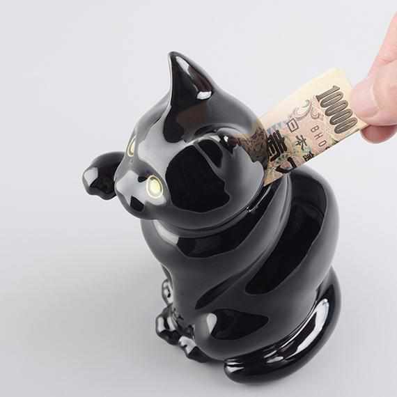 [BECKONING (LUCKY) CAT] MANEKINEKO BANK FIRST MODEL BLACK (M) | KATA KOTO | HIZEN YOSHIDA WARES