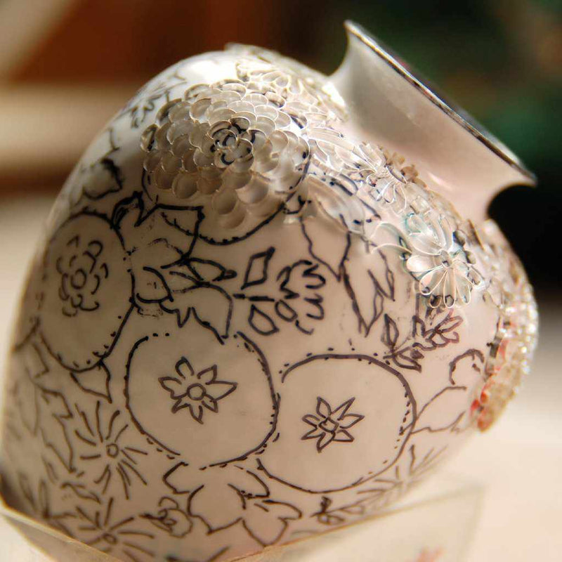[Vase] Wired Vase 3 Ball-Shaped Red 투명 Plum Vase | Owari Cloisonne
