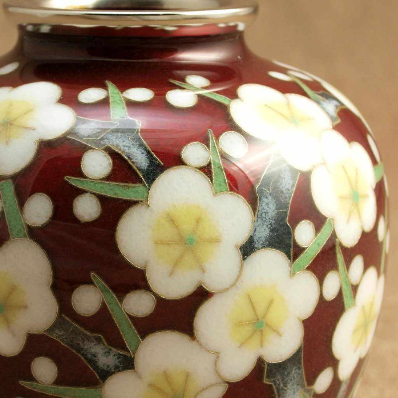 (Vase) Wired Vase 3 Ball-Shaped Red Transparent Plum Vase | Owari Cloisonne