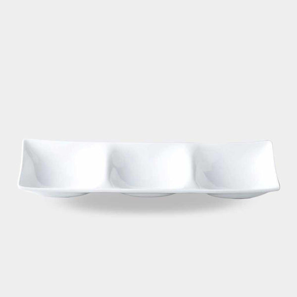 [대형 플레이트 (Platter)] 화이트 포슬레인 모스 3파티션 플레이트 | 민노 웨이즈