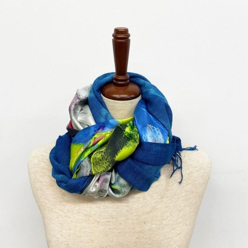 [ผ้าพันคอ] ผ้าพันคอ (A) | miutt | หมึก Jet & Natural Indigo Botanical ขโมย (สีน้ำเงินมาตรฐาน) | การย้อมสี